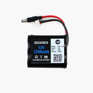 WATTNINE 12V 2200mAh Rechargeable Lithium Battery Pack with Warranty (includes BMS & balance pin) for GPS, CCTV, Industrial and Commercial Application