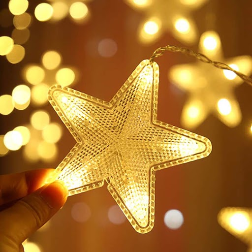 16 Star V Shaped Gateway Curtain String Lights with 8 Flashing Modes For Christmas/ Home Decoration - Image 3