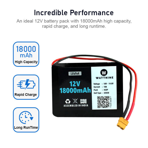 WATTNINE® 12.8V 18Ah Lithium Battery Pack with Warranty - Image 4